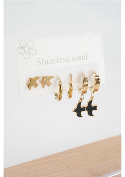 Kadın 316 L Paslanmaz Çelik Kararmaz 6'lı Küpe Seti fiyatları