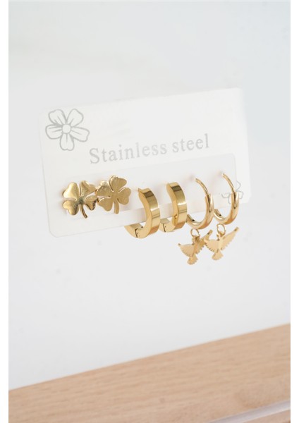 Kadın 316 L Paslanmaz Çelik Kararmaz 6'lı Küpe Seti fiyatları