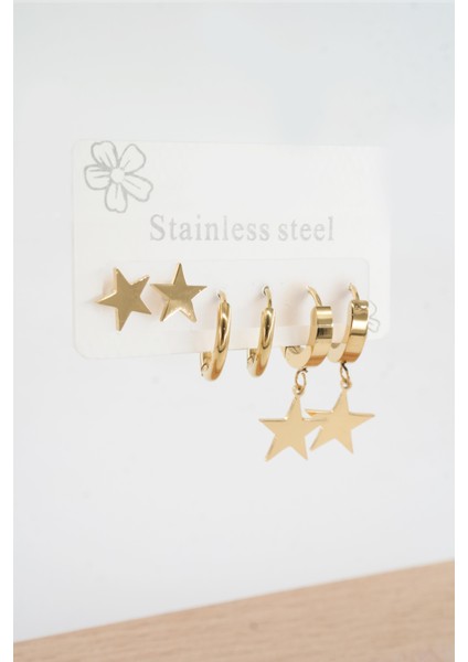 Kadın 316 L Paslanmaz Çelik Kararmaz 6'lı Küpe Seti fiyatları