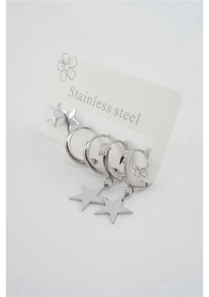 Kadın 316 L Paslanmaz Çelik Kararmaz 6'lı Küpe Seti fiyatları