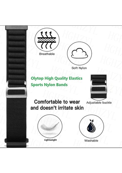 Xiaomi Mi Watch Yuvarlak Kasa Uyumlu 22MM Uyumlu Kordon Alpine Loop Bez Kordon 22MM
