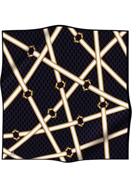 Twill Ipek Eşarp Siyah, Krem 10653-0001