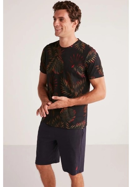 Erkek Cotton Kumaş Kısa Kol Şortlu Pijama Takım 720