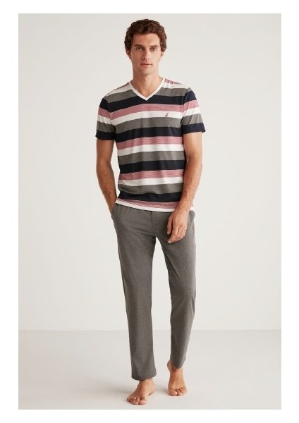 Erkek Cotton Kumaş Kısa Kol Pijama Takım 715