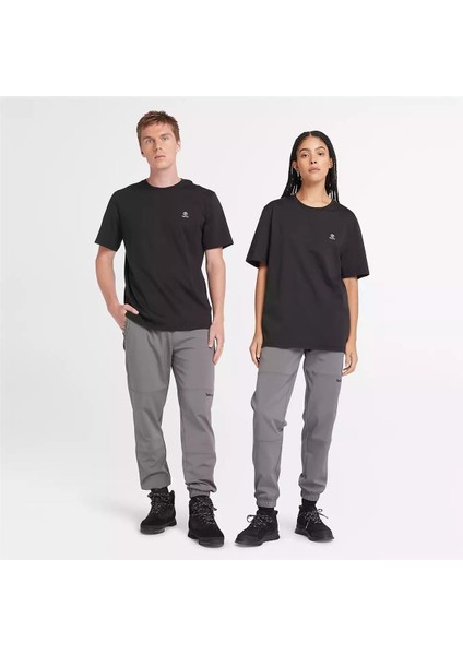 Short Sleeve Woven Badge Tee Siyah Erkek T-Shirt