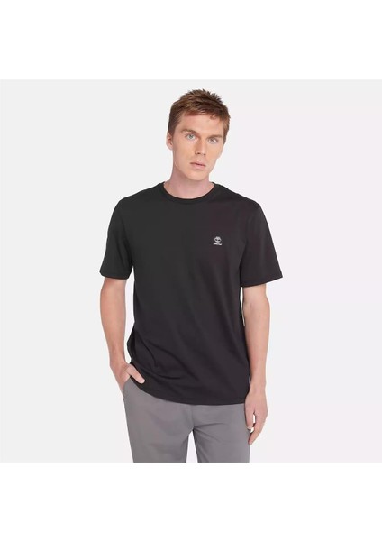 Short Sleeve Woven Badge Tee Siyah Erkek T-Shirt modelleri