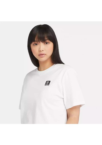 Short Sleeve Woven Badge Tee Beyaz Erkek T-Shirt fırsatları