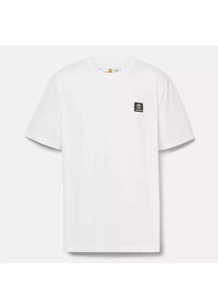 Short Sleeve Woven Badge Tee Beyaz Erkek T-Shirt indirimleri
