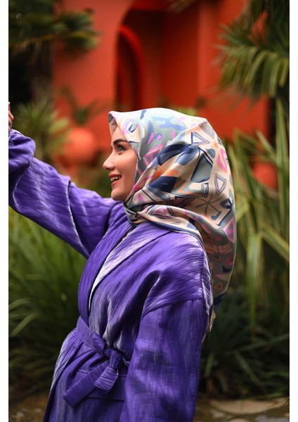 Twill Ipek Eşarp Lacivert, Yeşil, Somon, Pembe, Mavi 11427-53