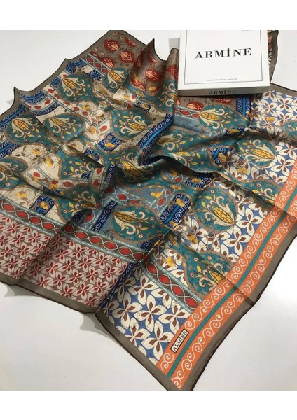 Twill Ipek Eşarp Turuncu, Mercan, Vizon 7932-09