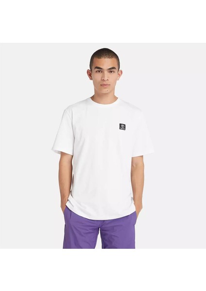 Short Sleeve Woven Badge Tee Beyaz Erkek T-Shirt modelleri