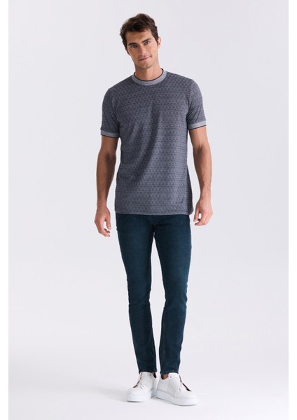 Lacivert Slim Fit Bisiklet Yaka T-Shirt