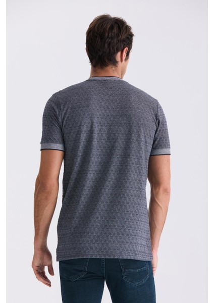 Lacivert Slim Fit Bisiklet Yaka T-Shirt