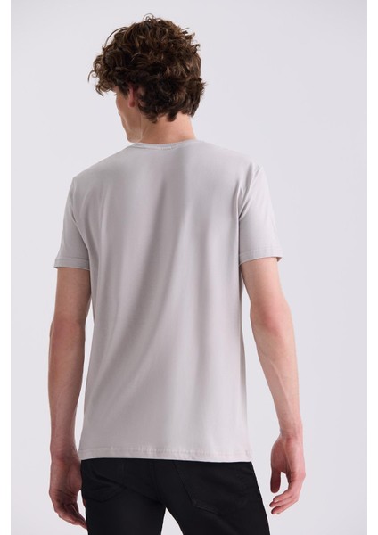 Gri Slim Fit Bisiklet Yaka T-Shirt fırsatları
