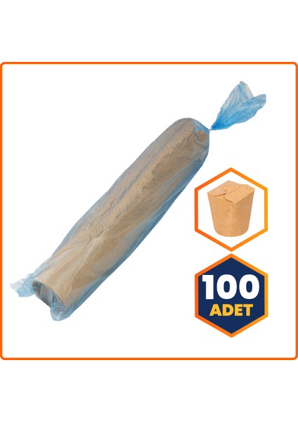 Karton Noodle ve Döner Box Kraft 16 Oz - 100 Adet