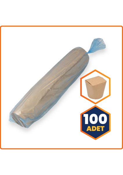 Karton Noodle ve Döner Box Kraft 26 Oz - 100 Adet