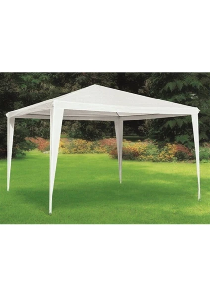 4 Kişilik ve Üstü Katlanabilir Polyester Bahçe Gazebo Çadır 3x3 Beyaz 4 Mevsim 300 x 300