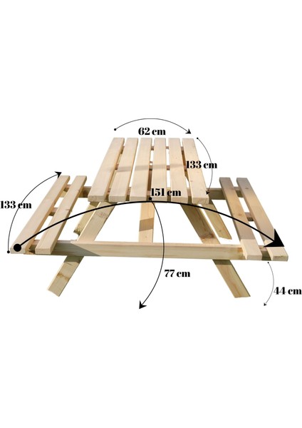 Alfa Country Piknik Masası 4-6 Kişilik Doğal Ahşap