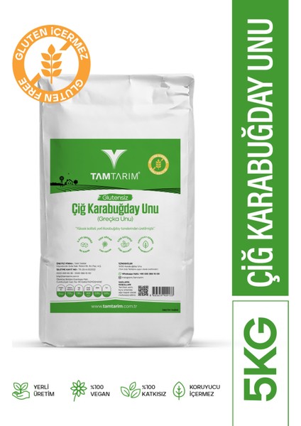 (Yerli Tohum-Temiz Tarım)Glutensiz Çiğ Karabuğday Unu 5 kg