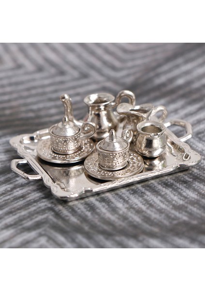 10 Adet 1/12 Dollhouse Minyatür Gümüş Metal Çay Kahve Tepsisi Sofra Seti Cologo (Yurt Dışından) modelleri