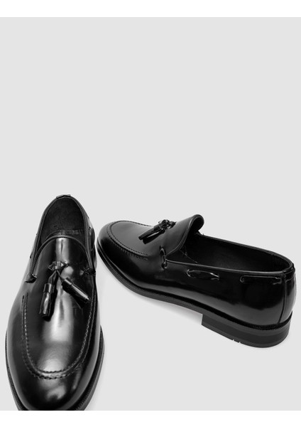 Hakiki Deri Siyah Açma Fiyonk Detaylı Erkek Klasik Ayakkabı indirimleri
