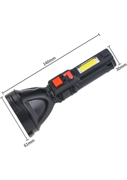 Güçlü Işık El Feneri Cob Yan Işık Çok Fonksiyonlu LED Taşınabilir Ev USB Şarj Edilebilir El Feneri Rengi (Yurt Dışından)