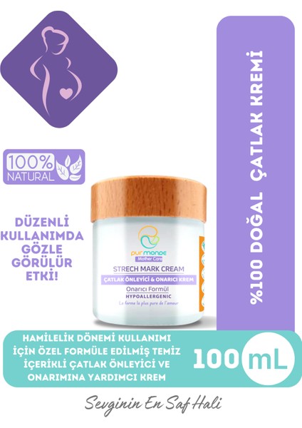 Doğal Çatlak Önleyici ve Onarıcı Krem ,karın,basen ve Göğüs Bölgesi Için 100ML