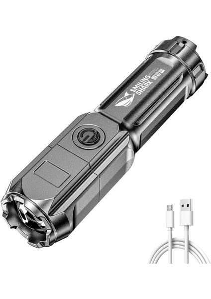 LED Yüksek Güçlü El Feneri Ultra Parlak USB Şarj Edilebilir Torch T6 Zoom Vurgulamak Açık Kamp Aydınlatma El Feneri Su Geçirmez (Yurt Dışından)