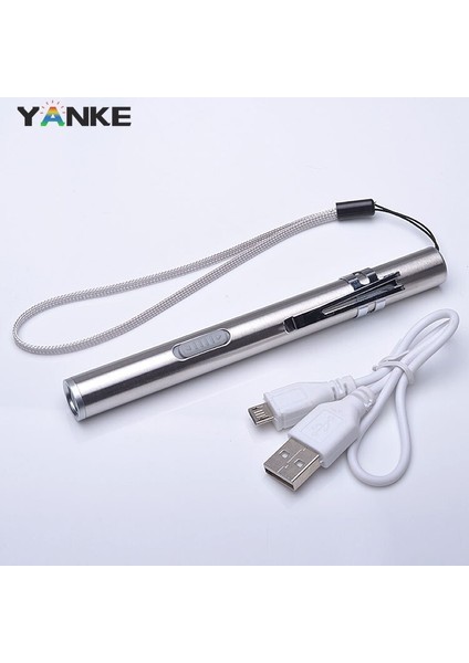 Mini Hemşirelik El Feneri LED Torch Tıbbi Kullanışlı Kalem Işık USB Şarj Edilebilir Paslanmaz Çelik Klip Acil Taşınabilir Işık (Yurt Dışından)