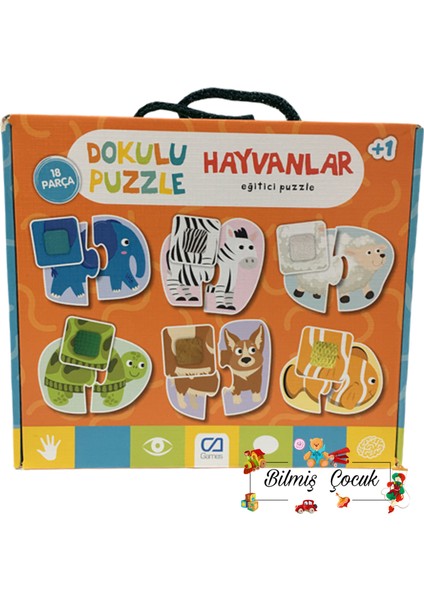 Bilmiş Çocuk Dokulu Puzzle Hayvanlar ( 18 Parça )