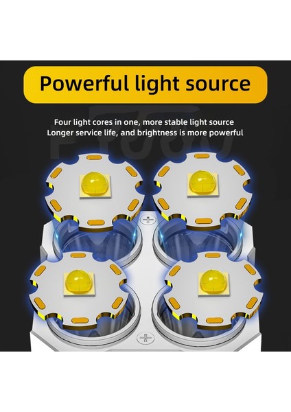 Yüksek Güçlü LED El Fenerleri Güçlü Flaş Işığı USB Şarj Edilebilir El Tipi Cob Çalışma Işığı Ultra Parlak (Yurt Dışından)
