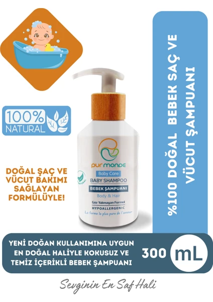 Pur Monde Doğal Bebek Saç ve Vücut Şampuanı 300ML Göz Yakmayan Formül