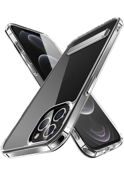 iPhone 12 Pro Max - Uyumlu Standlı Şeffaf Silikon Zore L-Stand Kapak-Renksiz