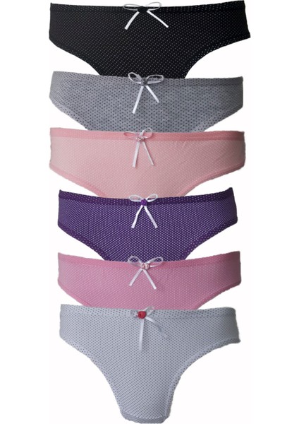 6 Lı Kadın Puantiyeli Karışık Renk Pamuklu Bikini Külot 728 fiyatları