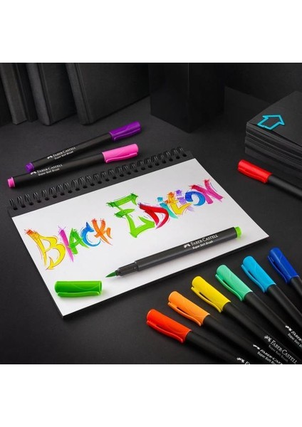 Faber Castell Keçeli Kalem Black Edition Fırça Uç 10'lu