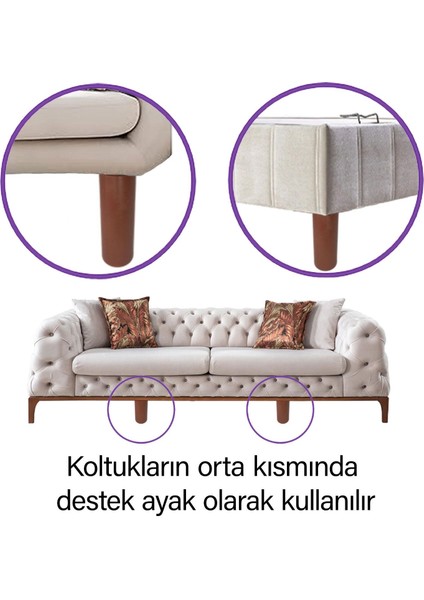 4 Adet Ayarlı Destek Ayağı 9.5 x 14.5cm Kahverengi Gizli Ayak M8 Civatalı Incediş Mobilya Kanepe Baza Koltuk