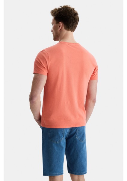 Margan Pembe Bisiklet Yaka Baskılı Erkek Tshirt modelleri