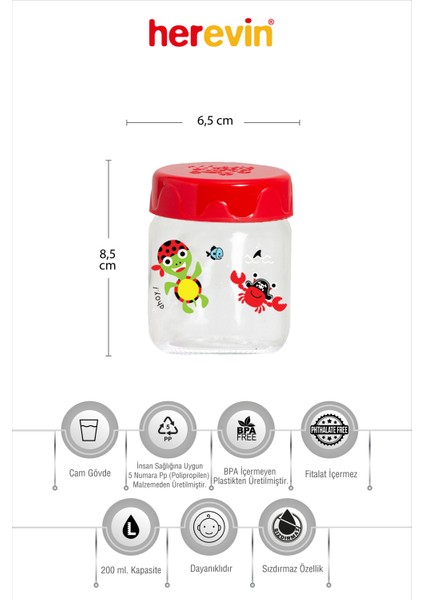 Altılı Desenli Bebek Mama Kavanozu 200 ml