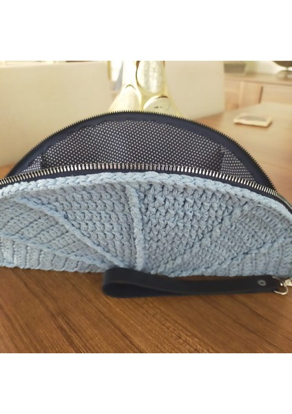 Mavi Yazlık Kadın Clucht Çanta, El Çantası, Makrome El Çantası fiyatları
