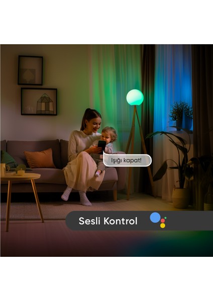 Akıllı RGB LED Ampul Bluetooth 16M Renk, Ayarlanabilir Parlaklık