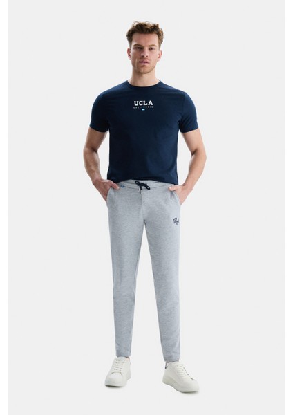 CONNOR Gri Erkek Lastikli Paça Nakış Detaylı Standard Fit Model Eşofman Altı