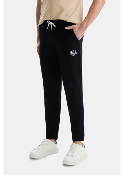 CONNOR Siyah Erkek Lastikli Paça Nakış Detaylı Standard Fit Model Eşofman Altı fiyatları