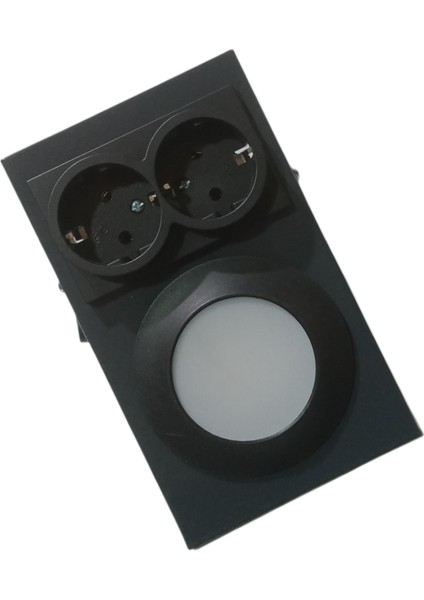 Antrasit Metal Kasa, Çift Prizli, Aç - Kapa Düğmeli, 2,5 Watt Günışığı Ledli Tezgah - Dolap Armatürü