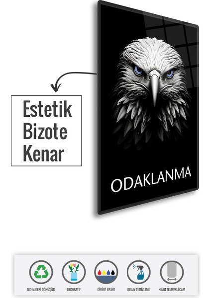 Cam Tablo | Motivasyon Serisi | Kartal - Odaklanma | 40CM x 60CM