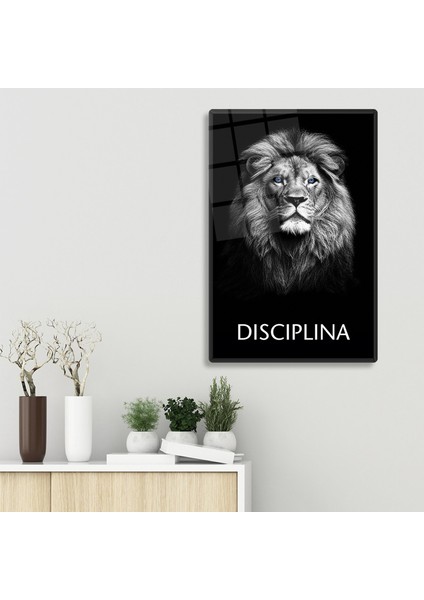 Cam Tablo | Motivasyon Serisi | Lion - Discipline | 40CM x 60CM