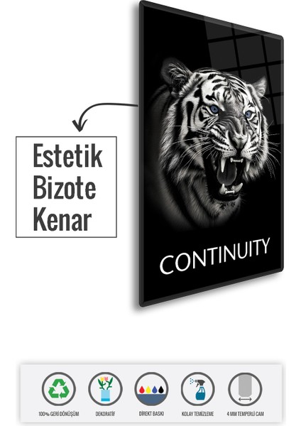 Cam Tablo | Motivasyon Serisi | Tiger - Continuity | 40CM x 60CM