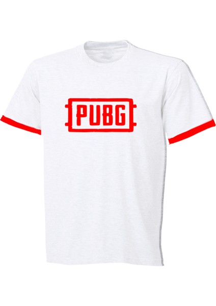 B&S Uniforma, Pubg, Pump-Up, Mavi Yuuck Baskılı Tshirt Beyaz, Likralı, %100 Pamuk, Reguler Fit, Trend Günlük Tişört