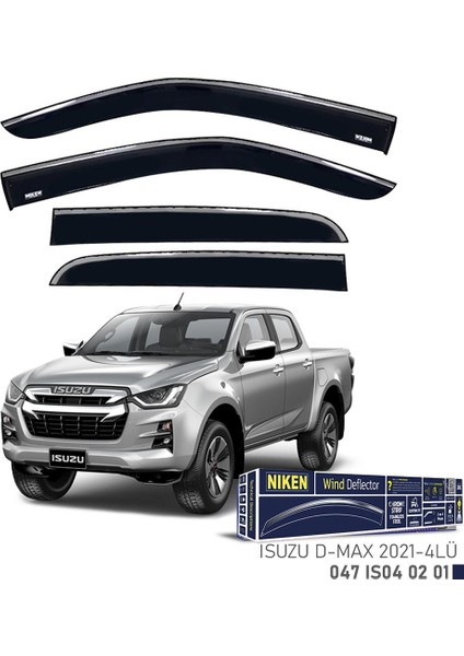 Niken Isuzu D-Max 2021- Kromlu Cam Rüzgarlığı 4 Lü