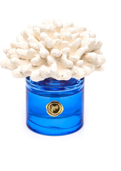 Marin 500 ml Mavi Cam Şişe Mercan Seramik Taşlı Ocean Breeze Oda Kokusu