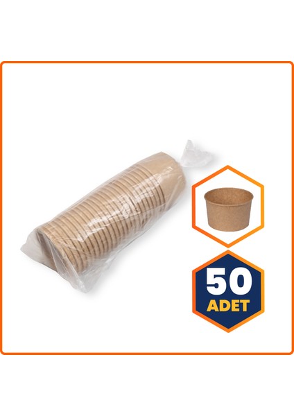 Karton Gıda Kasesi Kraft 16 Oz - 50 Adet